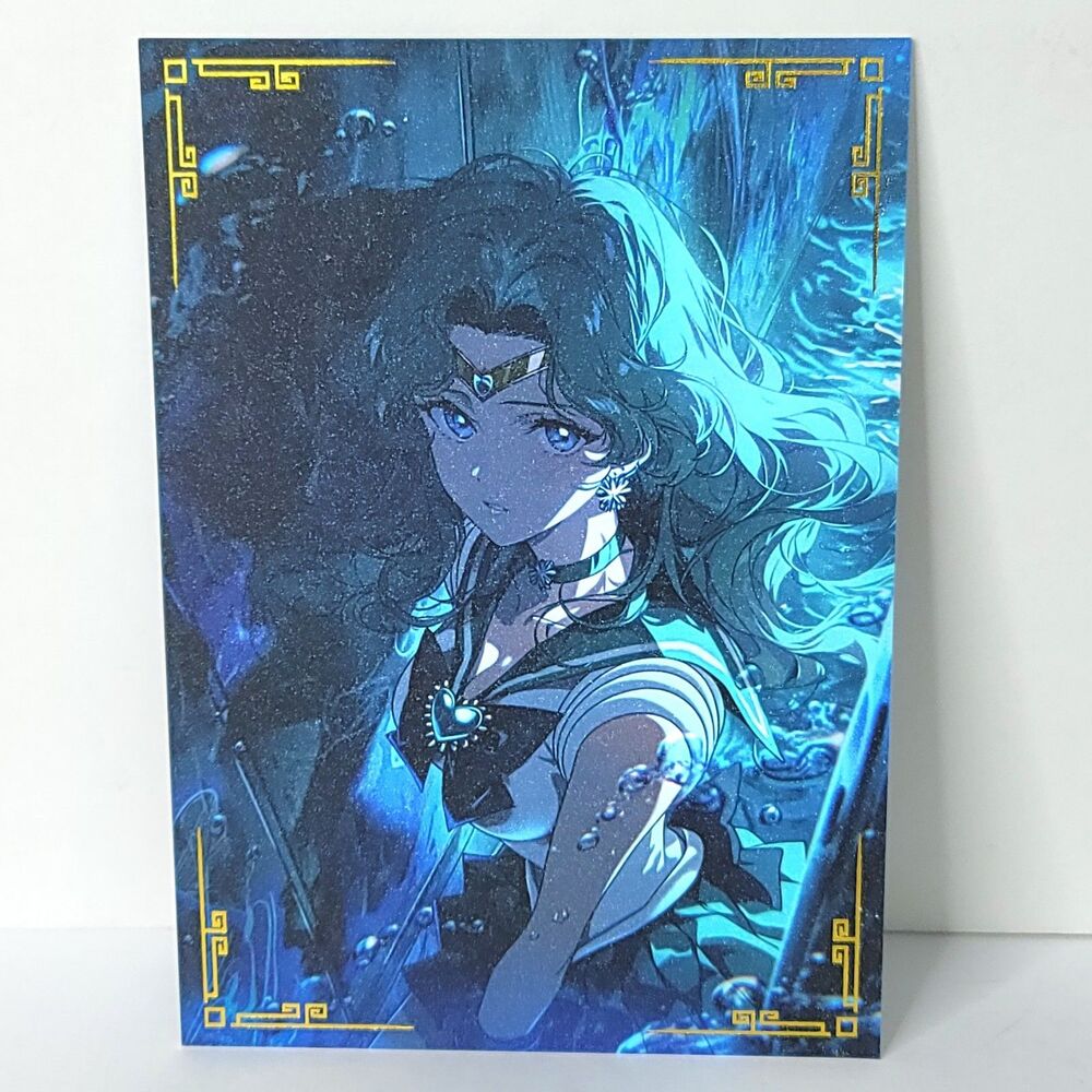 Sailor Neptune Dark Blue Double Waifu Card Anime Girl Wall Art Oversize Board A5